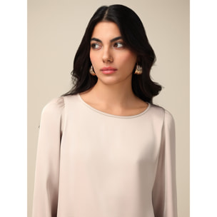 Oltre - Blusa bimateria de mangas largas - Beige