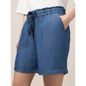 Oltre - Short de tencel con cordón - Azul