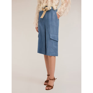 Motivi - Bermudas con bolsillos cargo de lyocell - Light - blue