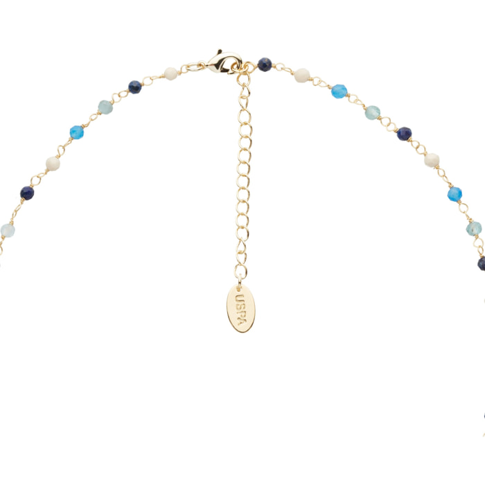 Collana U.S. Polo Assn. In acciaio inossidabile dorato con pietre multicolore