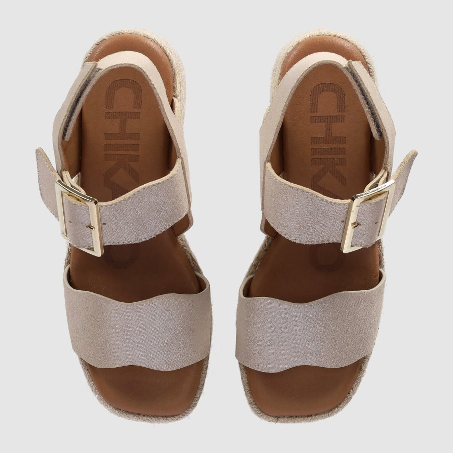 Sandalias de Serraje - Platino - Tacón: 6 cm