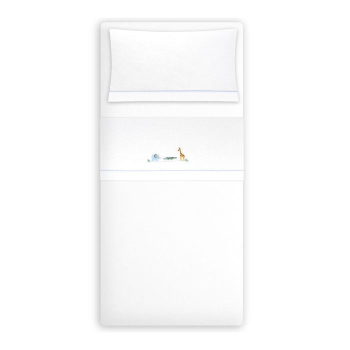 Triptico Minicuna Franela Jirafa Savanna Bco/Azul
