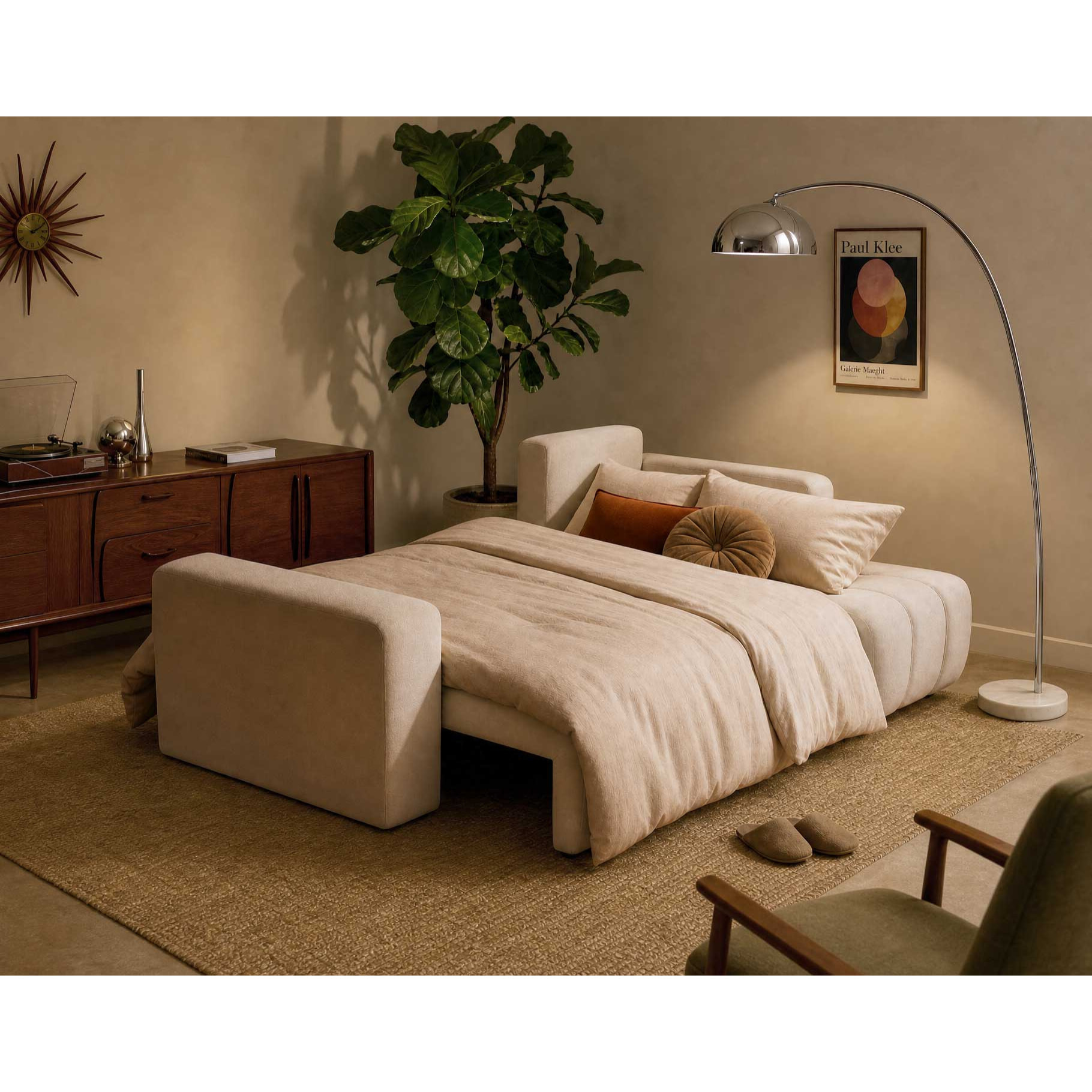 Nicole - canapé d'angle réversible 4 places convertible avec coffre en tissu - Beige