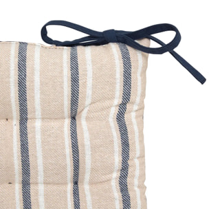 Galette de chaise Groove 38x38cm rayée bleu navy