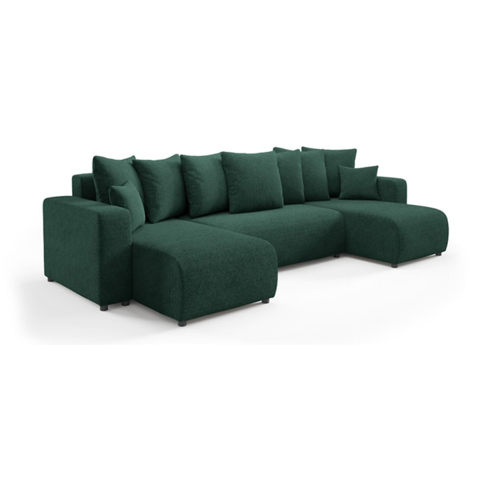 GLORIA - Canapé panoramique 6 places en tissu vert
