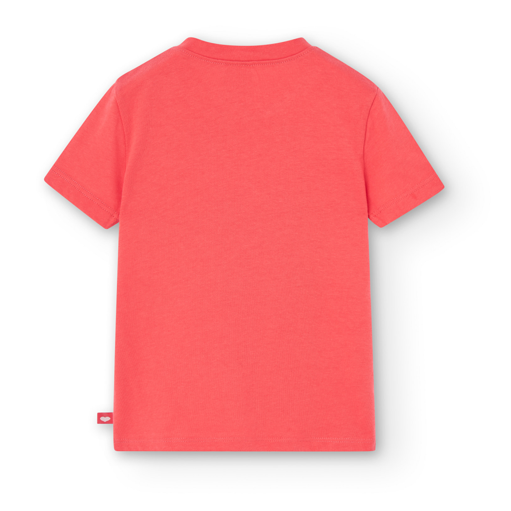 Camiseta bÃ¡sica niÃ±a, algodÃ³n, estampado, rojo, mangas