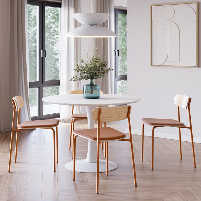Lot de 2 chaises en tissu et effet bois - SVALA