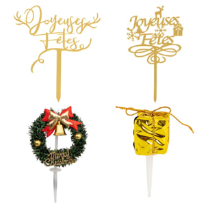 Lot de 4 décorations pâtisserie Noël