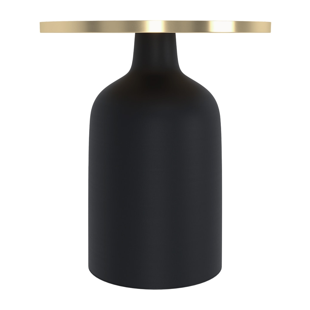Table d'appoint ronde en métal noir et laiton D45 cm - Lyne