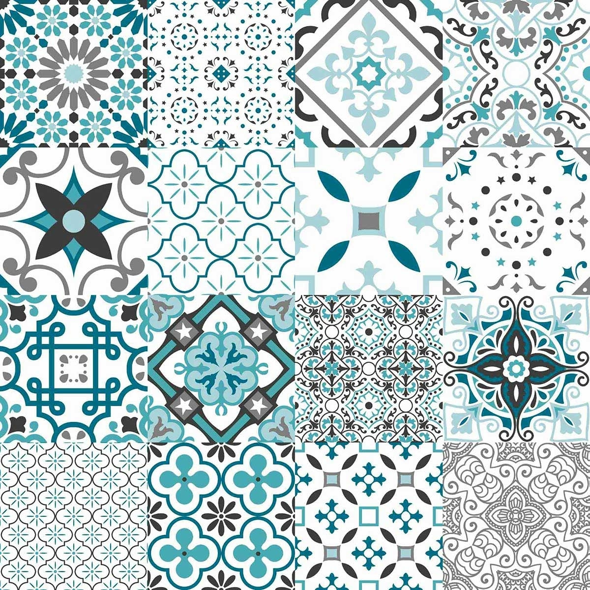 Sous Nappe Imprimée patchwork géométrique - Bleu