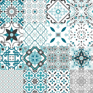 Sous Nappe Imprimée patchwork géométrique - Bleu