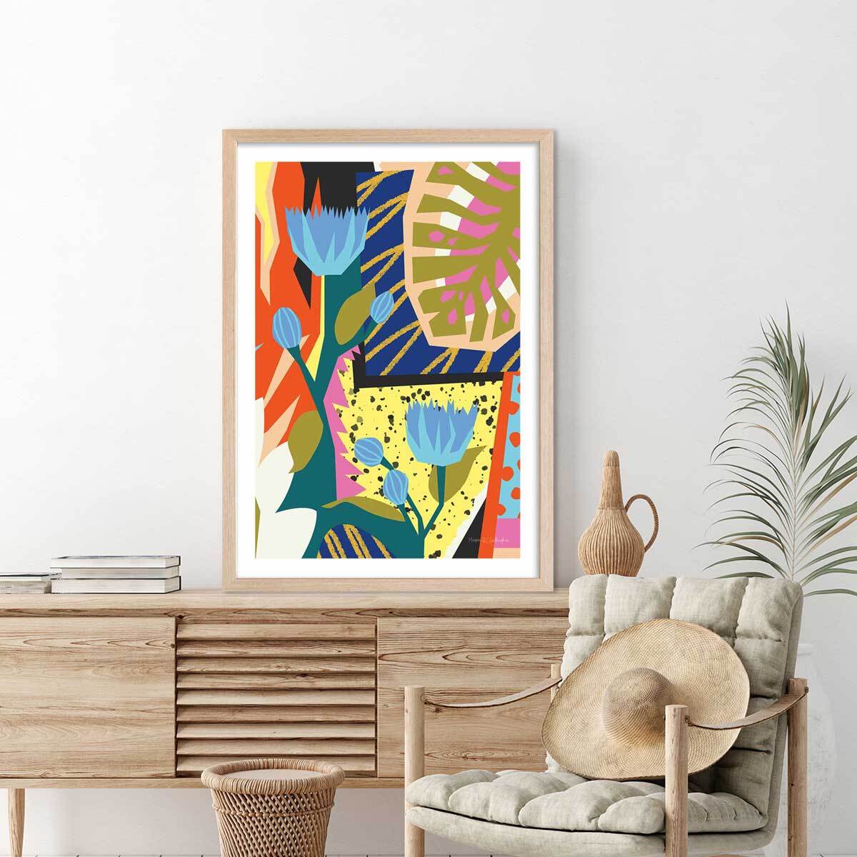 Affiche mode Born in the 80s Affiche + cadre en bois - Chêne