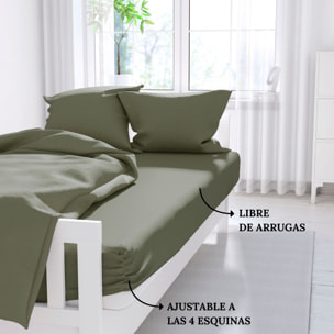 Icehome - Sábana Bajera Lisa - 100% Microfibra - Verde 75