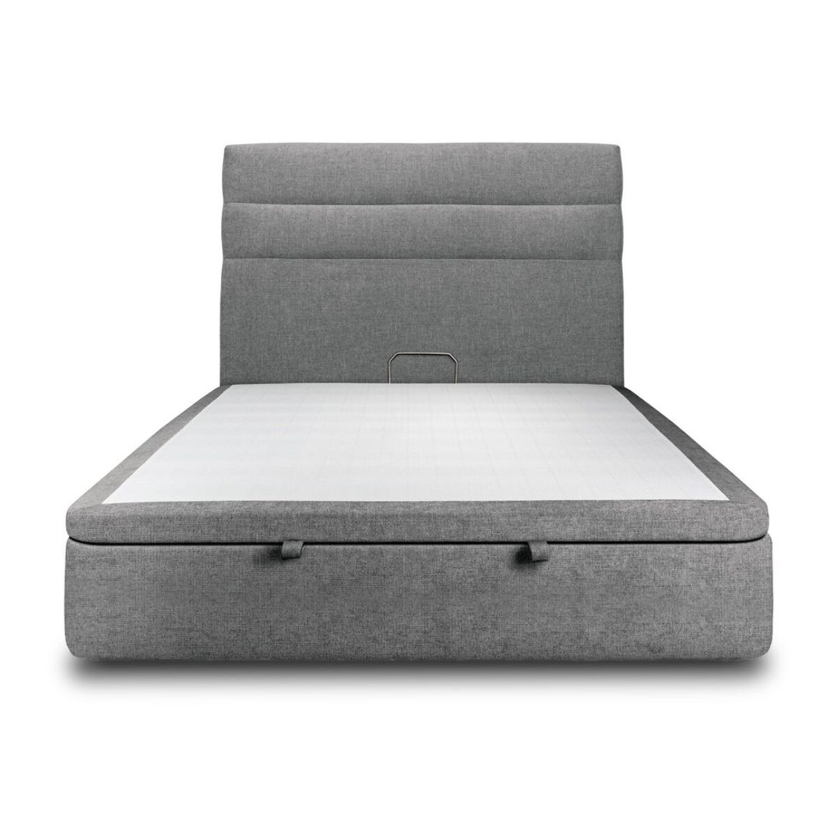 Lit coffre avec tête de lit bandes horizontales Tissu