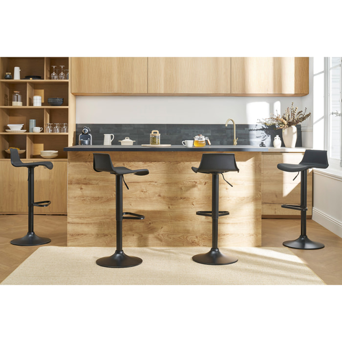 Tabourets de bar design réglables blancs 360° (lot de 2) KRONOS