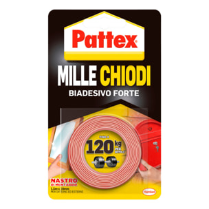 Pattex Mille Chiodi Biadesivo Forte Nastro di Montaggio - Rotolo da 1,5 Metri