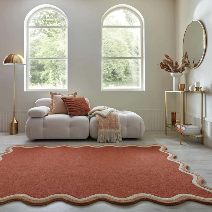 Tapis en mélange de laine à bordure festonnée RIVO