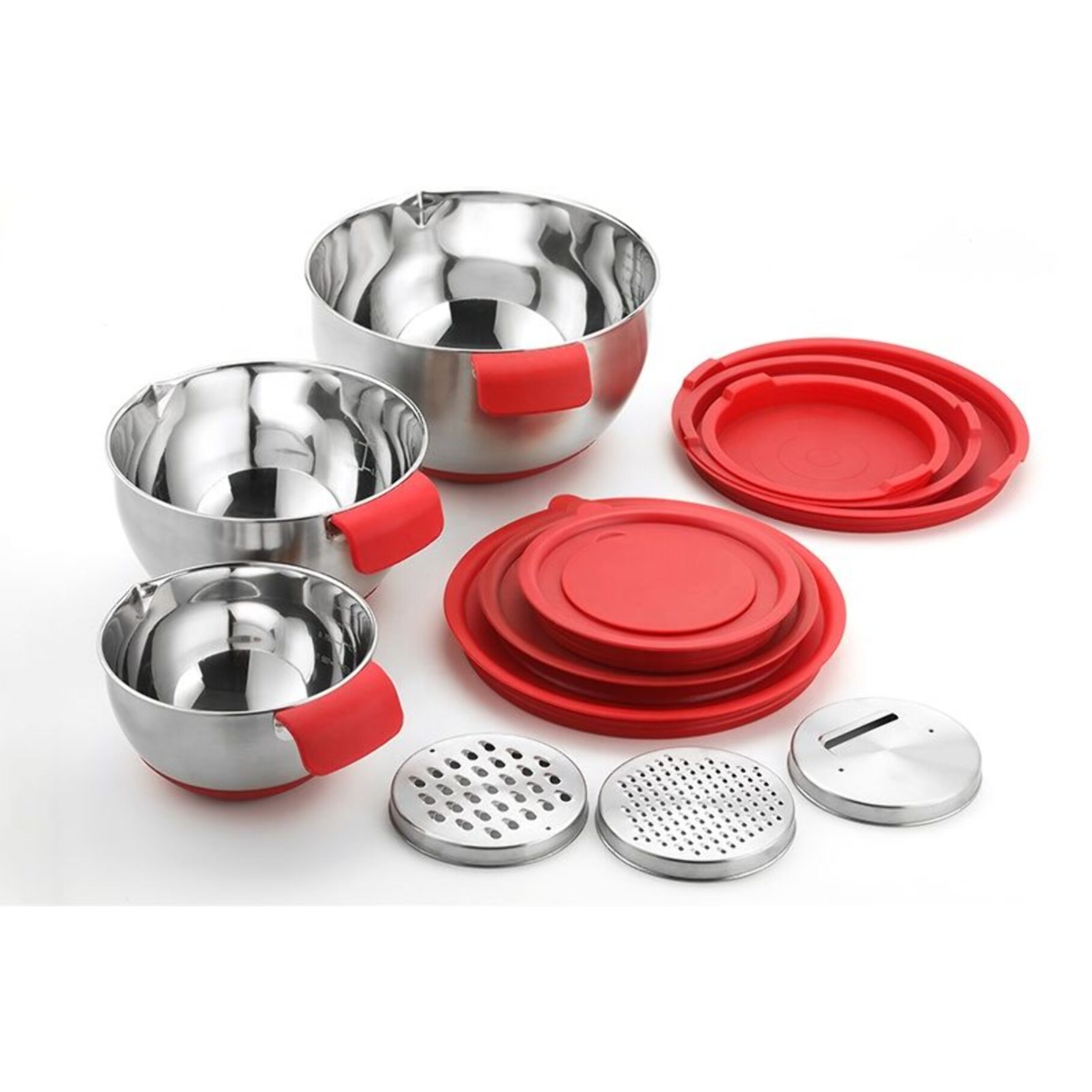 Ensemble de 3 bols avec couvercle et râpe Herzberg HG04036