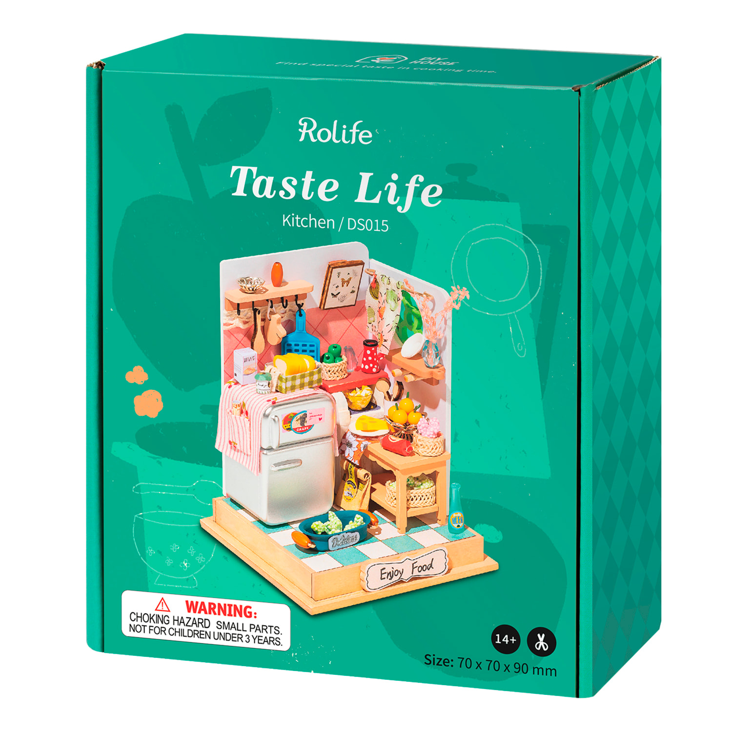 Taste Life (Cocina). Casa de muñecas maqueta de madera para pintar y montar. 56 piezas