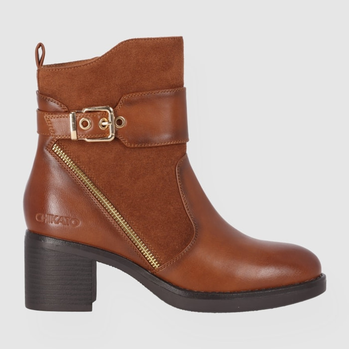 Botines de Tejido - Cuero - Tacón: 7 cm