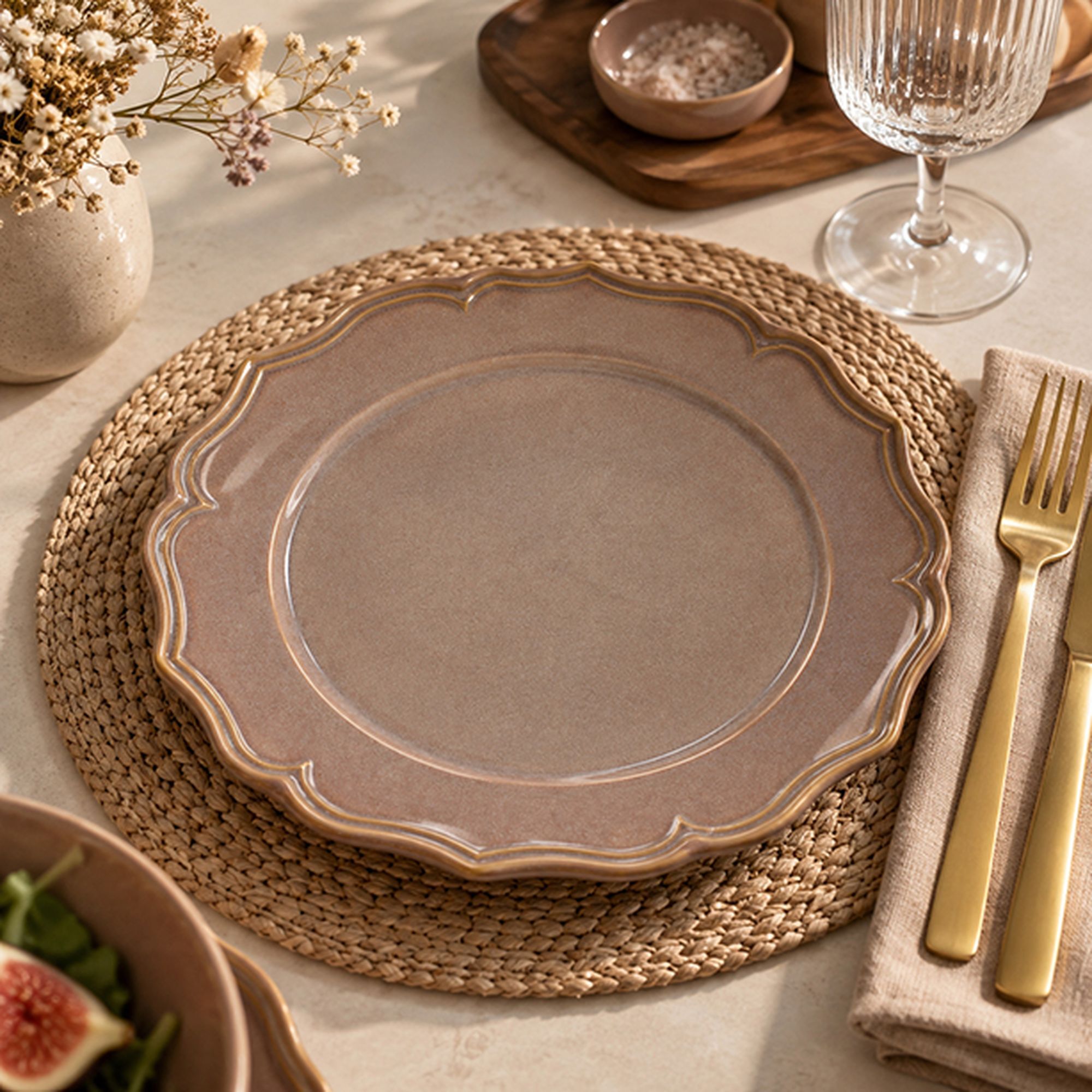 Lot de 6 assiettes plates 26,5cm en grès violet SIGNATURE
