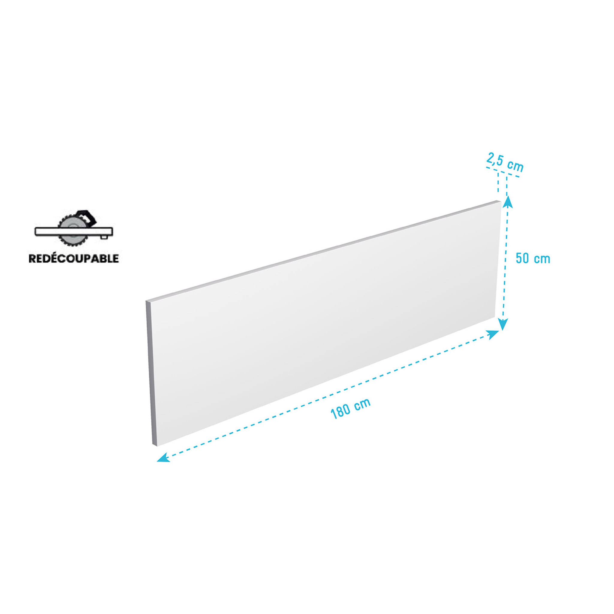 Tablier de Baignoire Blanc Mat 180x50x2.5 cm - 100% Acrylique