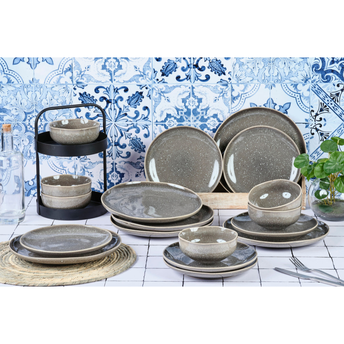 Service Les Essentiels STELLAR - 18 pièces - Gris béton