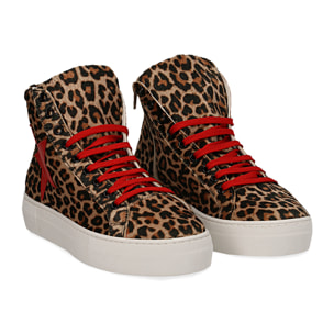 Sneakers leopard in microfibra con gambale alto