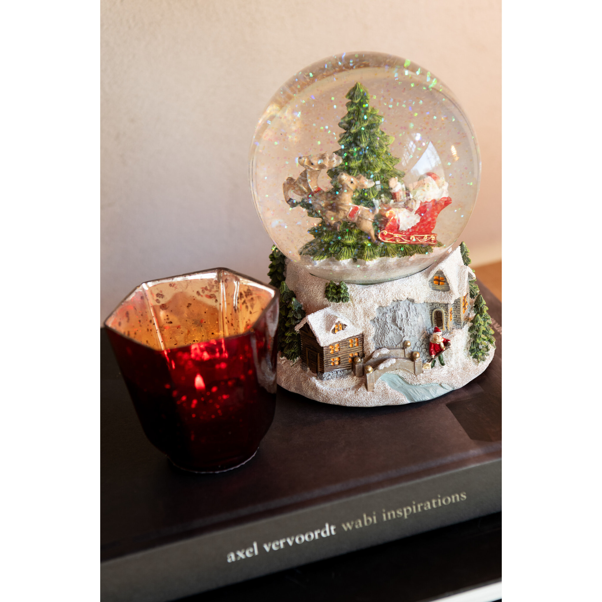 J-Line décoration Boule De Neige Père Noël - polyrésine - mix - 2 pcs