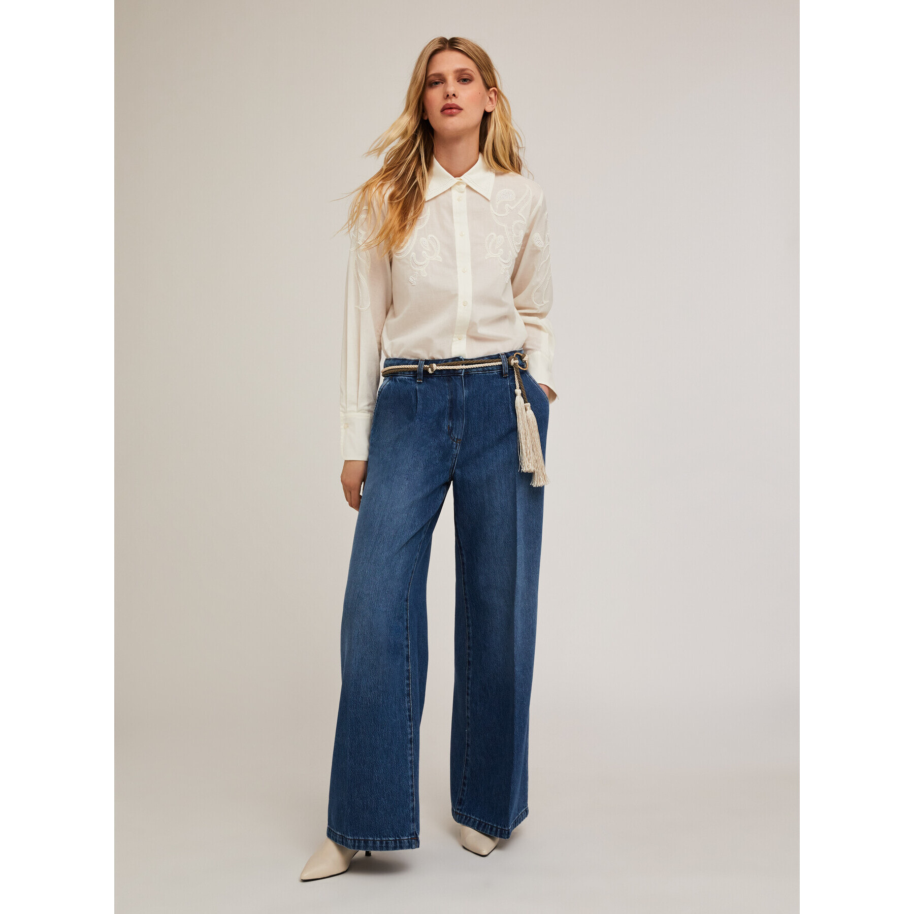 Motivi - Jeans wide slouchy misto lyocell - Blu