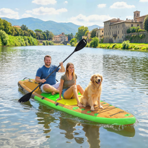 Tabla Paddle Surf Hinchable con Accesorios, 335 cm, Remo Convertible, Asiento, Aletas, Stand Up Paddle Board con Superficie Antideslizante, Bomba, Mochila y Funda, Carga 180 kg, para Adultos