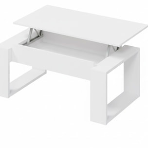 Tavolino Rialzabile Da Caffè Con Piano Sollevabile Tavolo Da Soggiorno Pranzo Moderno Salvaspazio Ideale per Mangiare Lavorare 105 x 55 x 45 cm Bianco
