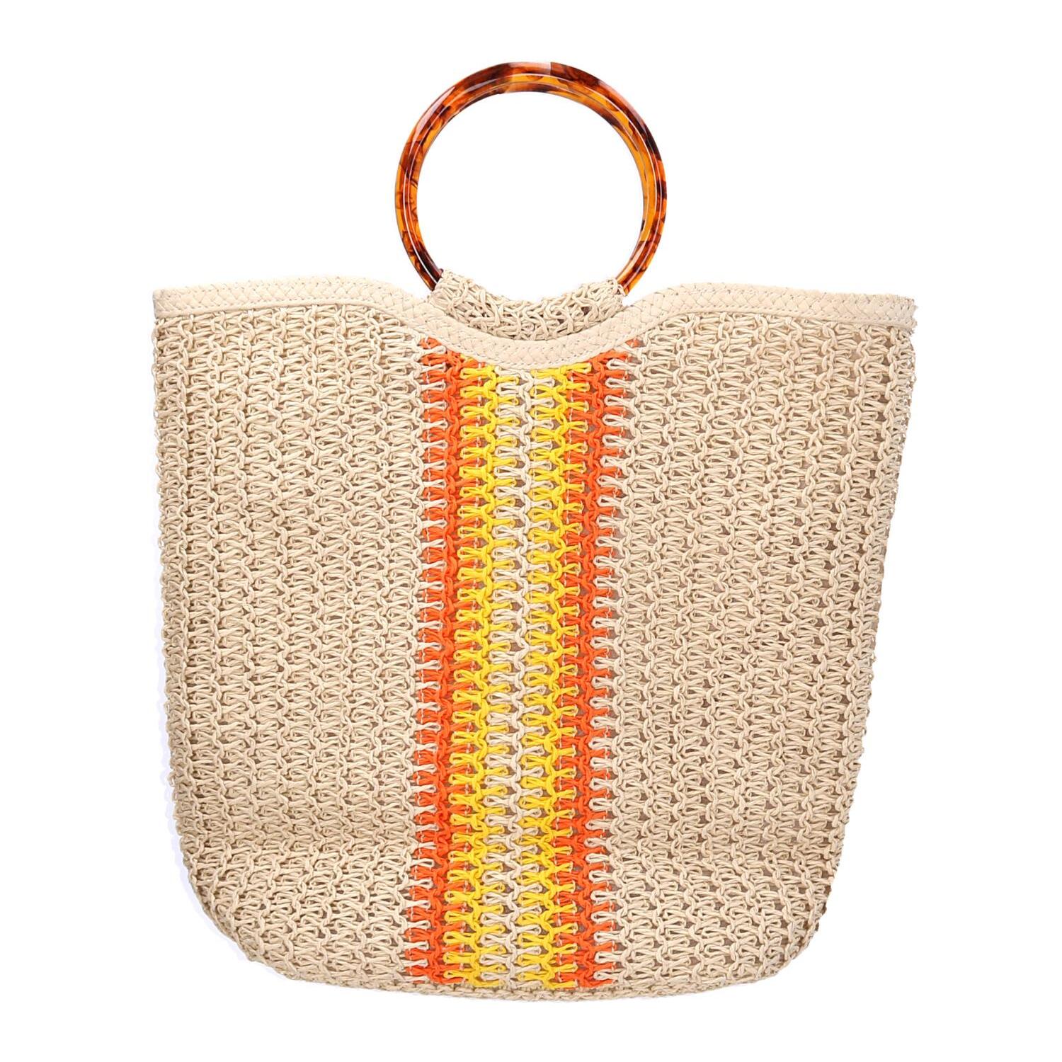 Borsa crema e giallo cm38x15h33/45