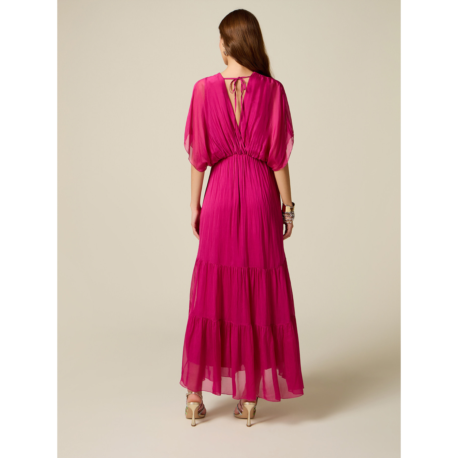 Oltre - Vestido largo en voile mezcla de seda - Fuchsia
