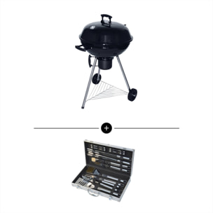 Barbecue charbon de bois Georges + mallette d'ustensiles 18 accessoires