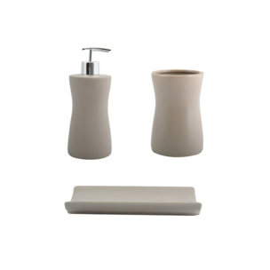 Ensemble 3 accessoires de salle de bain Céramique PALMA Taupe MSV