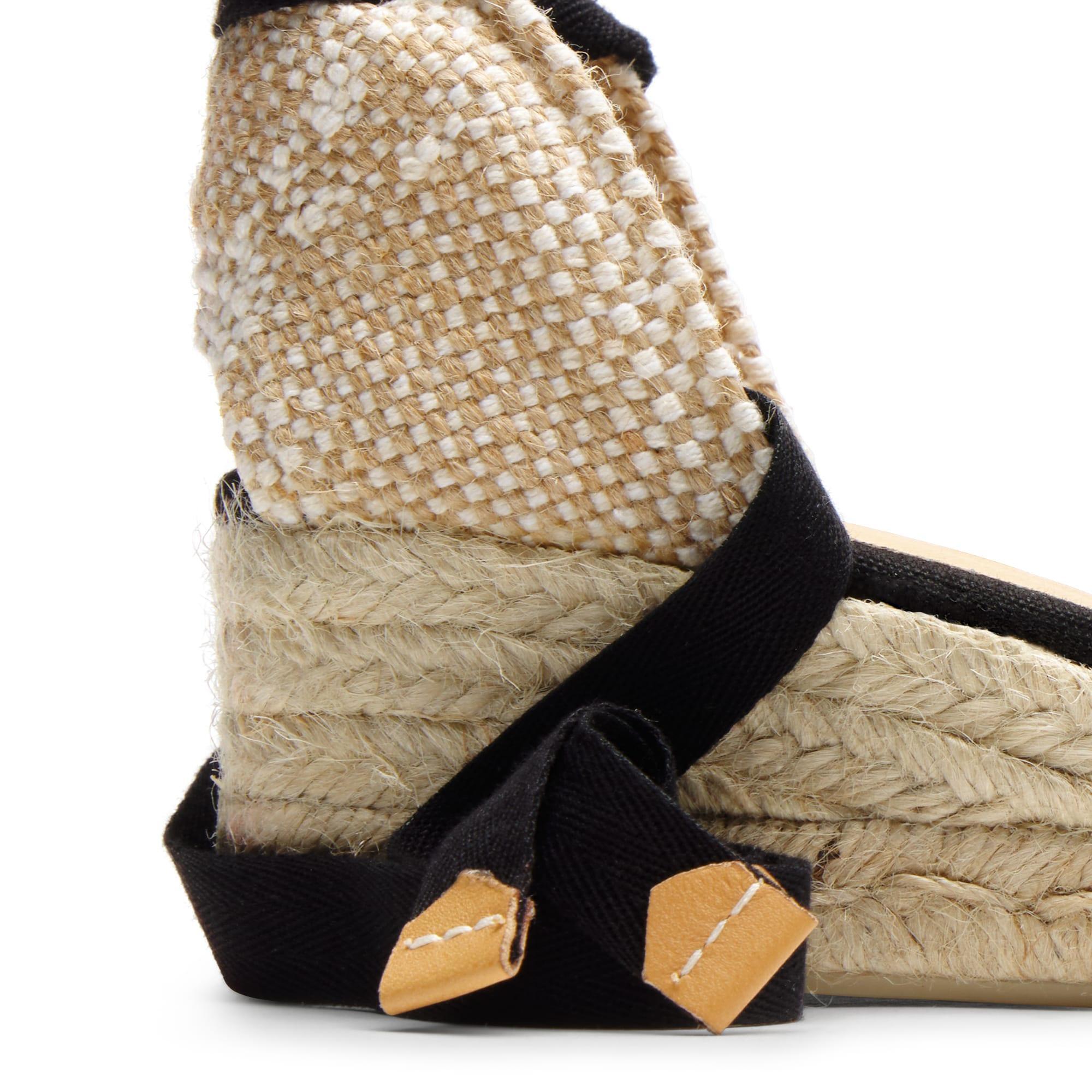 Alpargatas de cuña de mujer Carina en algodón orgánico, cierre mediante lazada