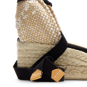 Alpargatas de cuña de mujer Carina en algodón orgánico, cierre mediante lazada