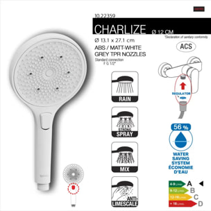 Pommeau de douche en ABS Charlize Blanc Matt Spirella