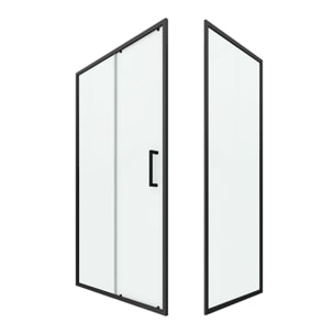Porte de douche + Retour 100x80x200 cm - Verre 6 mm - Profilé Noir - CRUSH