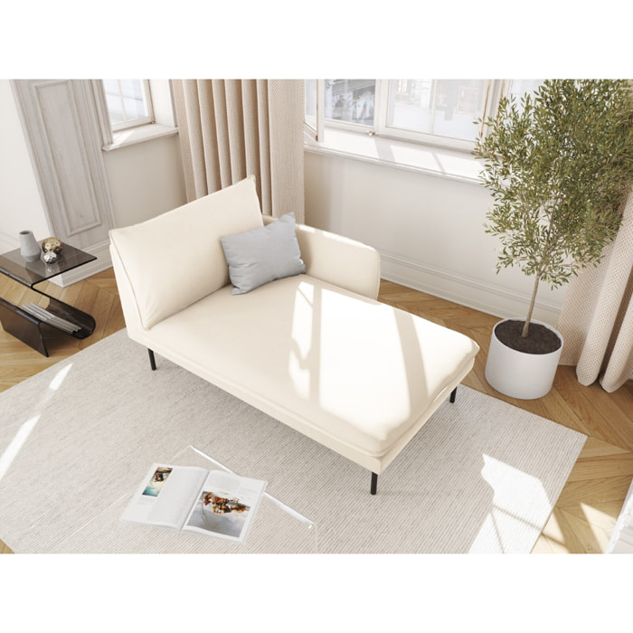 Méridienne droite "Vienna" en velours beige clair