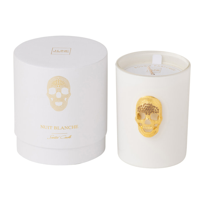 J-Line bougie parfumée Crâne Nuit Blanche - White Floral Tonk - verre - blanc - small - 43H
