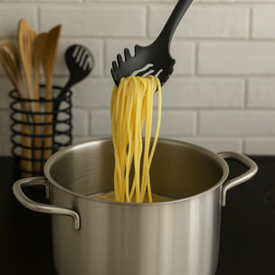 juego de batería de cocina de 7pc en acero inoxidable + 6 utensilios básicos de cocina en pbt negro