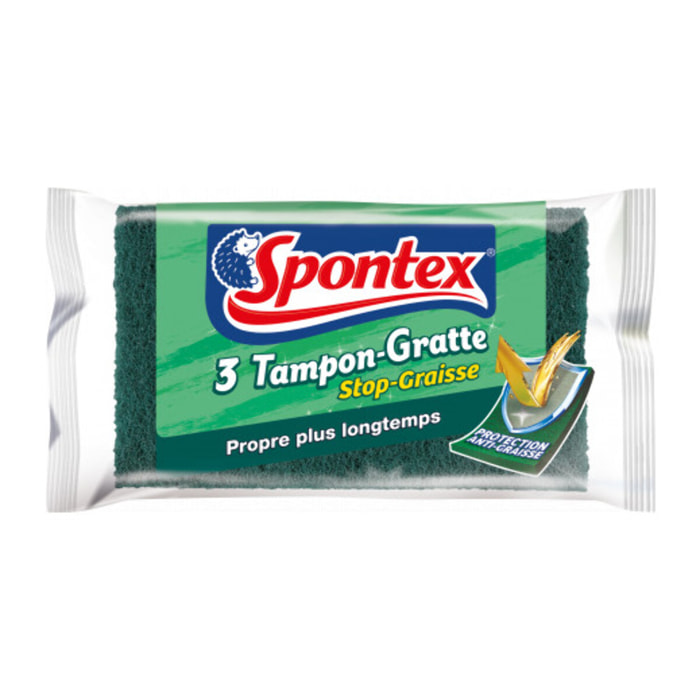 Spontex - 3 Tampons-Gratte Stop-Graisse