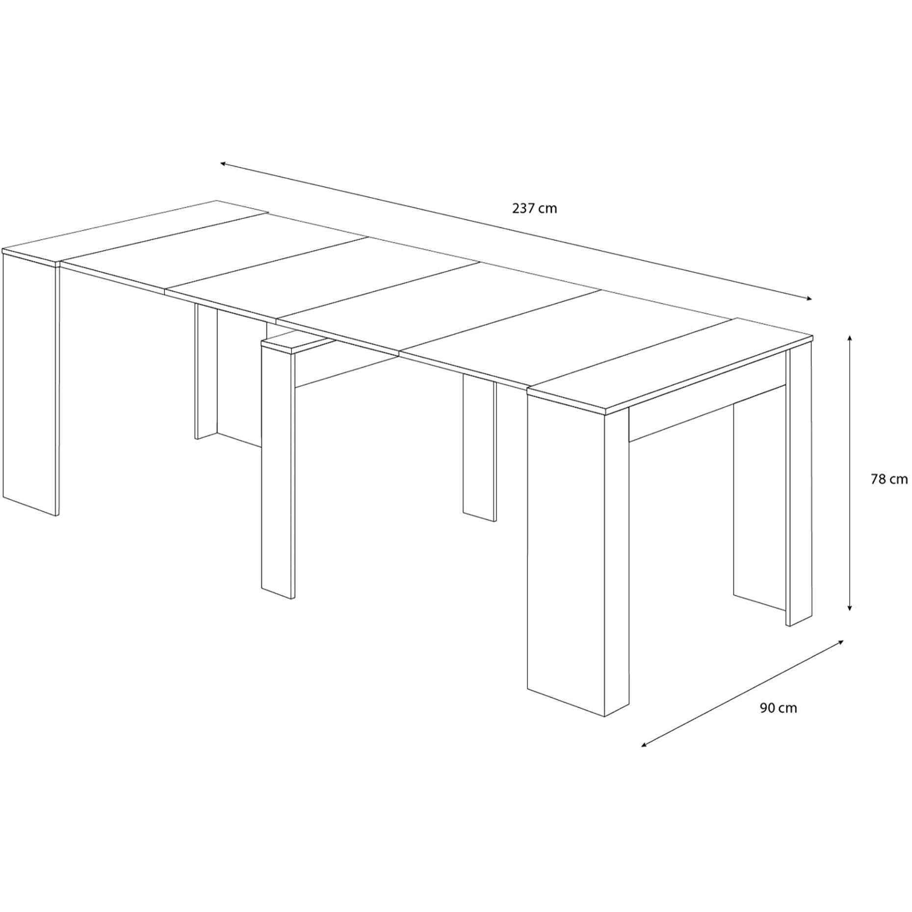 Tavolo Consolle Allungabile Oslo Fino A 2.37 Metri Tavolo 10 Posti Salvaspazio Multiposizione Design Moderno Elegante 78 x 51 x 90 cm Bianco Lucido