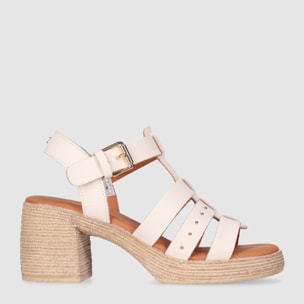 Sandalias de Piel - Blanco - Tacón: 7 cm