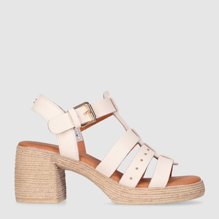 Sandalias de Piel - Blanco - Tacón: 7 cm