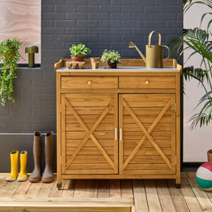 Meuble de rangement. table de rempotage en bois avec 2 portes et 2 tiroirs. L 102 x P 52.8 x H 103.5cm