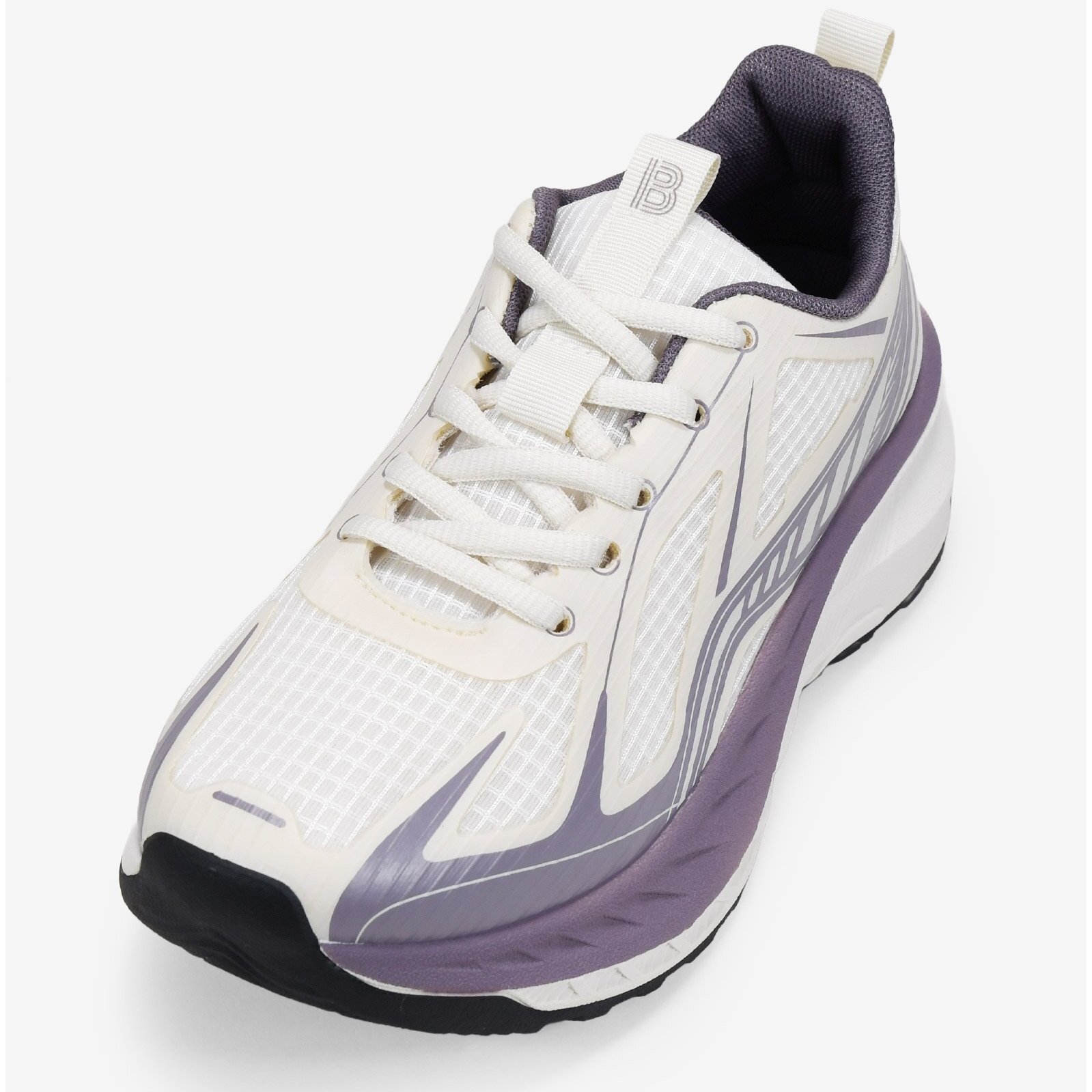 Zapatillas deportivas beige y lila con cordones