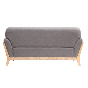 Canapé scandinave 2 places en tissu gris et bois clair YOKO